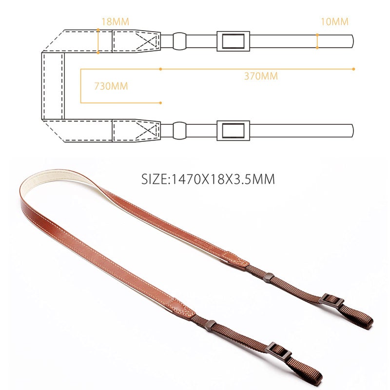 CANPIS CP008 Camera Shoulder Neck Strap compatible with Canon Nikon Leica Fuji Sony Olympus etc. Brown Color, Adjustable Length, Slim with Flocking Comfortable Pad - Image 4